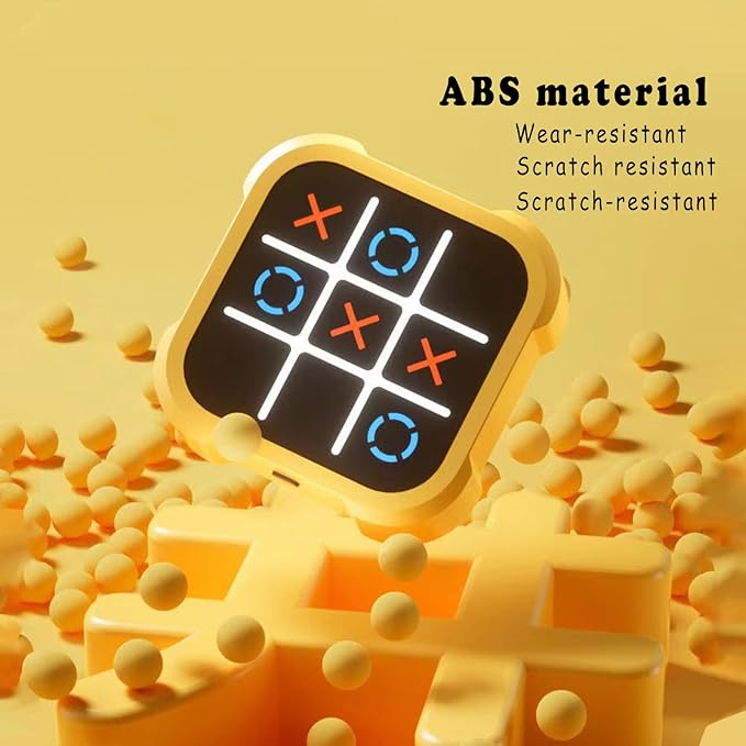 Tic Tac Toe Game, Electronic Tic Tac Toe Game, Tic Tac Toe Electronic Game, Chess Board Game, Interactive Portable Game Set, for Family, Friends (Yellow)