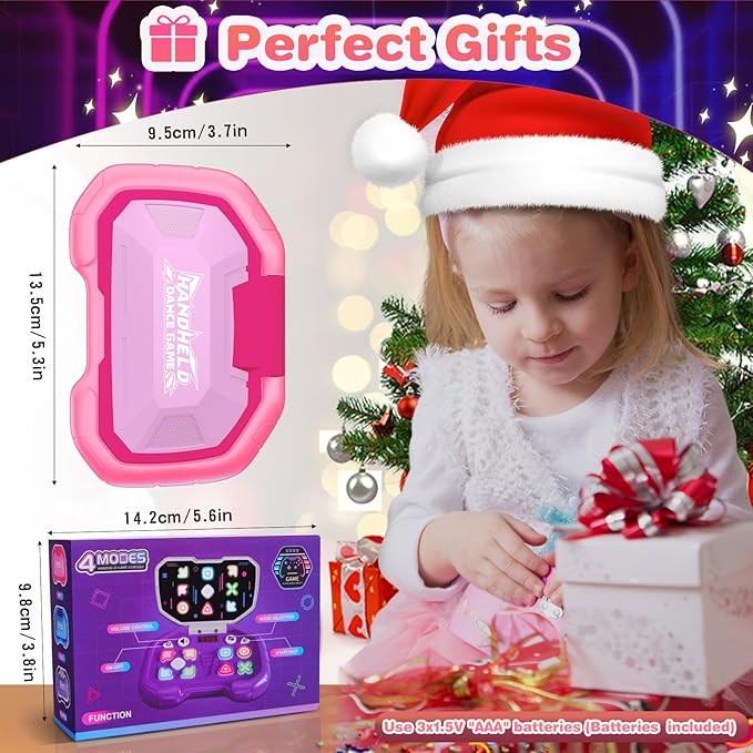 Handheld Dance Games for Kids - 4 Fun Brain & Memory & Reaction & Speed Training Pop Fidget Toys for Boys and Girls -Birthday Gifts for Age 6-12 Years Old Kids Teens Gift Ideas-W/Battery