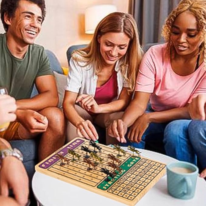 Horse Race Board Game, Horse Racing Board Game with 11 Luxury Metal Horses, 4 Dice, 2 Boxes of Cards, and Thickened Wood Horse Race Game Board