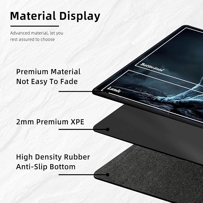 for MTG Playmat with Zones Storage Bag,for TCG Playmat and Playing Card Mat for Magic Board Games, Wolf Non Slip Stitched Edges Game Mat, Rollable Foldable Card Playmats