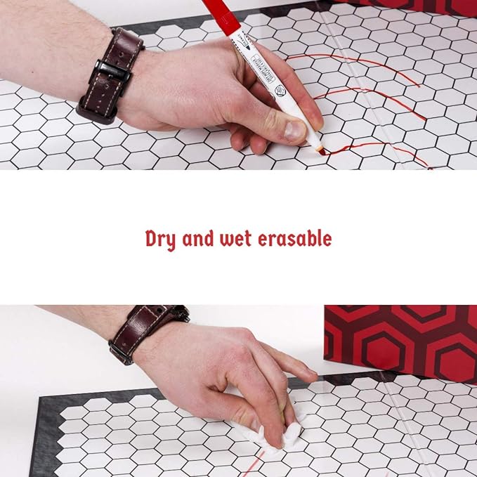 The Authentic Role-Playing Game Board by Hexers, Mat Alternative, Compatible with Dungeons and Dragons D&D DND Pathfinder RPG, 27x23 inches, 1 inch Square and Hexes Battle Grid, Foldable & Dry Erase