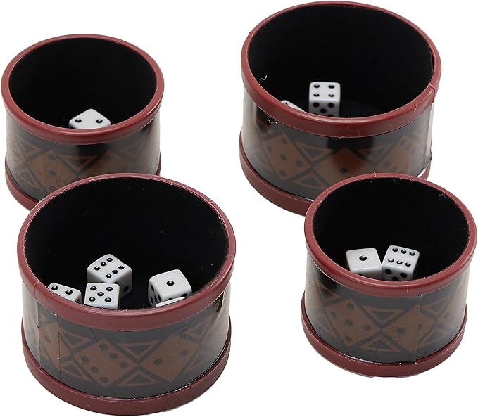 Front Porch Classics, Liar's Dice Game Set - The Classic Bluffing Game for 2 to 4 Players - Includes 4 Shaker Cups, 30 Dice, Dice Storage Bag and Wood Storage Case and easy Travel.