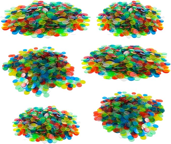 Regal Bingo Plastic Bingo Chips 3000 Pcs - Clear Transparent Counters Game Chips Set for Board Game - Fun Bingo Night - 3/4 Inch Assorted Colors