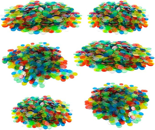 Regal Bingo Plastic Bingo Chips 3000 Pcs - Clear Transparent Counters Game Chips Set for Board Game - Fun Bingo Night - 3/4 Inch Assorted Colors