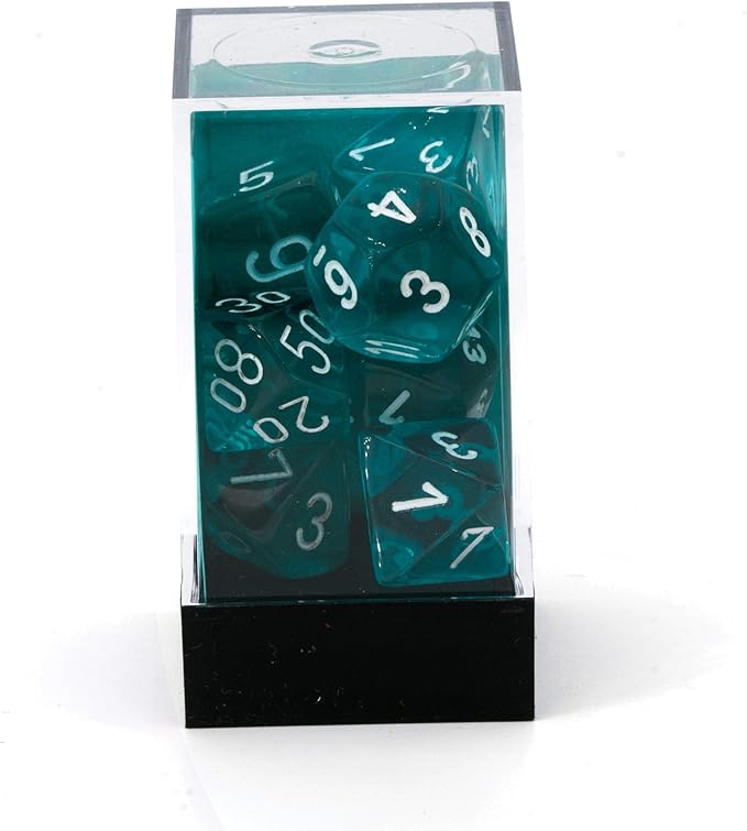 Chessex Polyhedral 7-Die Translucent Dice Set - Teal (d4, d6, d8, d10, d12, d20 & d00)