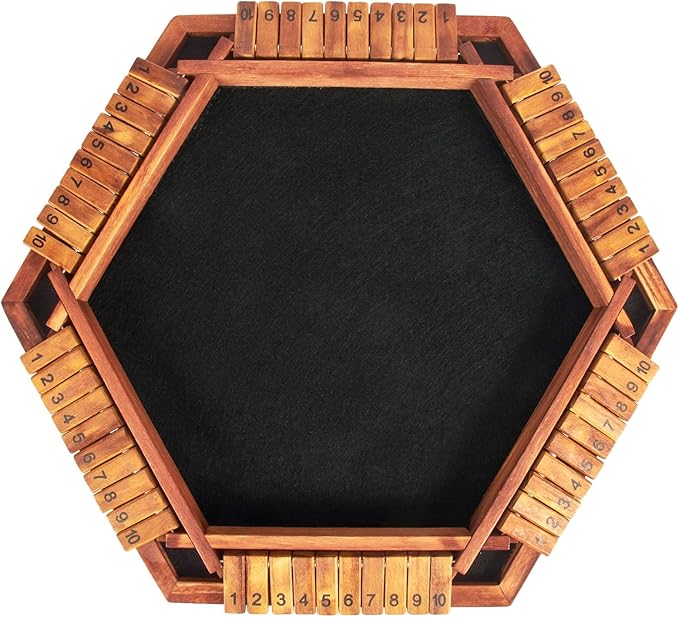 AMEROUS Upgraded 1-6 Players Shut The Box Dice Game, Wooden Board Table Math Game with 16 Dice for Kids Adults, Family Classroom Home Party or Pub