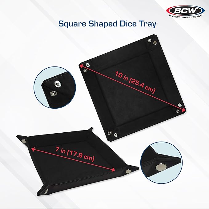 BCW Square Dice Tray - Black | 7x7 Inches | Ideal for Dungeons and Dragons, Pathfinder, etc | Dice Rolling Tray Gaming Accessory for Tabletop RPGs and Board Games…