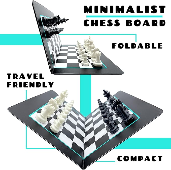 Madeful Travel Chess Set - 10x10 Inch Mini Chess Set with Staunton Pieces and Canvas Travel Bag - Strategy Board Game - Magnetic Chess Set for Kids - Travel Games