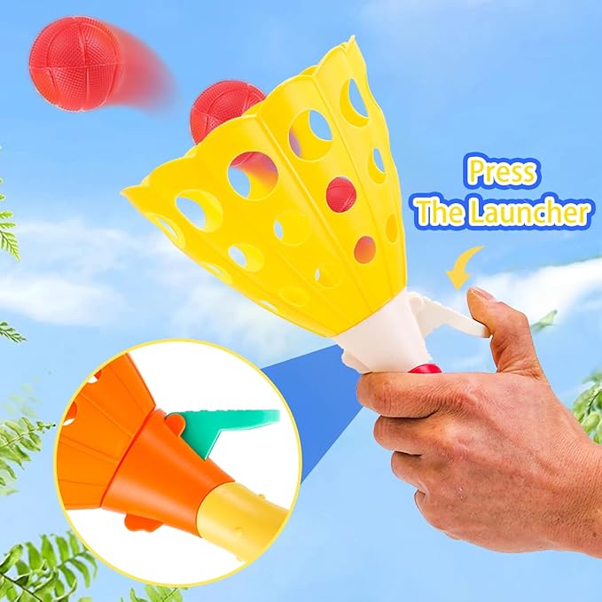 Kids Indoor Sports Outdoor Fun Party Game Toy with 2 Launch Baskets and 10 Balls, Birthday Gifts for 5 6 7 8 9 10 11 12 Year Old Boys Girls