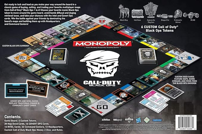 Monopoly Call of Duty Black Ops Board Game | Based on Call of Duty Black Ops Video Game | Officially Licensed Call of Duty Merchandise | Themed Classic Monopoly Game