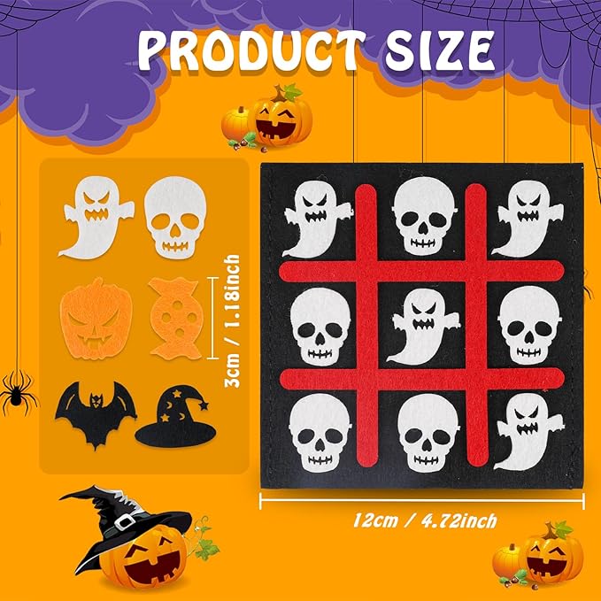 12 Pack Halloween Party Favors Tic Tac Toe Board Games for Kids 4-8 8-12, Halloween Treats Non Candy Goodie Bag Stuffers, Bulk Toys Gifts for Boys Girls Classroom (Bulk Pack of 12)