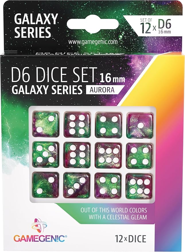 Galaxy Series Neptune D6 Dice Set - 36 Six-Sided Premium Quality Resin Dice for Board, Card Games - Cosmic Glittering Design by Gamegenic