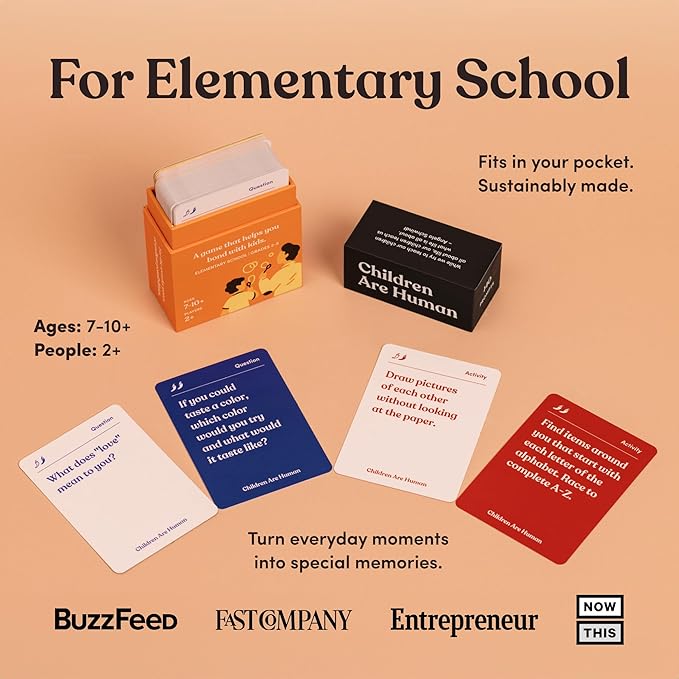 Children are Human 140 Conversation Cards to Help Bond with Kids, Card Game for Elementary School Children, Designed by Experts for Grades 2 to 5, Ages 7 to 10+