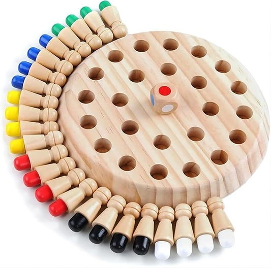 Wooden Memory Chess Board Game: Color Wooden Memory Chess Game for Brain Train for Kids Toddler Learning Educational Toys - Montessori Learning Toys for 3 4 5 6 7 8+ Year Old Boy Girl Gift