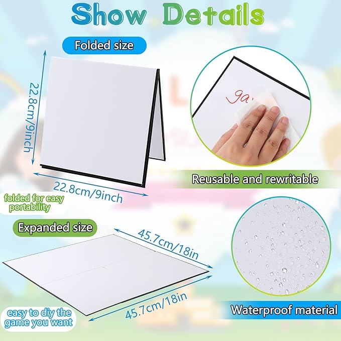 Zhanmai 10 Pcs Blank Game Board Quad Fold Dry Erase Make Your Own Game Board Folding Cardboard for School Classroom DIY Game Entertainment Activities, 18 x 18 Inches