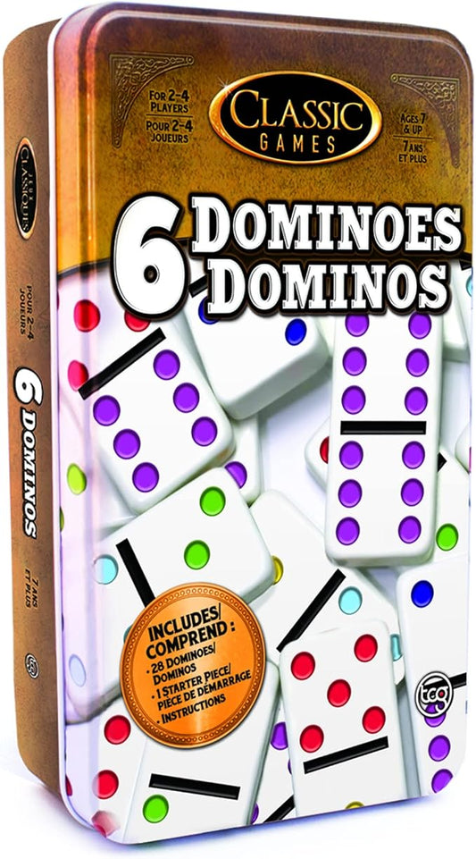 TCG Toys Classic Games - Double 6 Dominoes Tin - Be The First to Win! Great for Boys and Girls Over Age 7