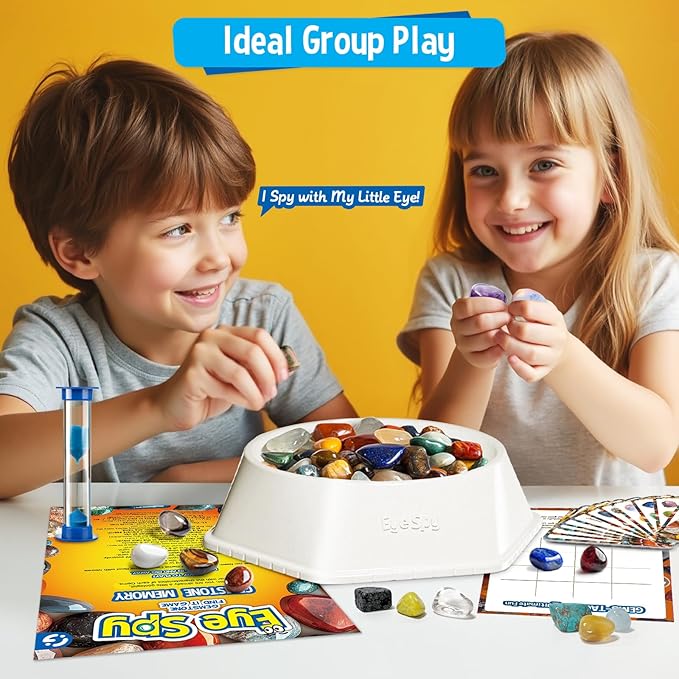 Gamerside Rocks Bingo Board Games - 150+ Rock Collection Gemstones for Kids, Educational STEM Learning Toys Science Kits, Interactive Family Board Game for Kids Ages 6+
