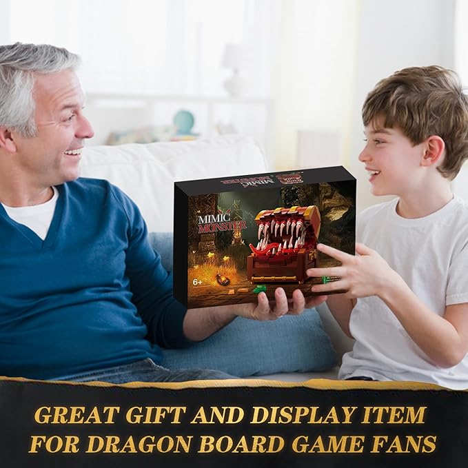 Games Series Mimic Treasure, Dice Chest Storage Box Building Block Sets, Dragons Board Game Monster Model, Collection Toys Gifts for Fans Friend Age 6-14, Halloween Decor (330 Pcs)