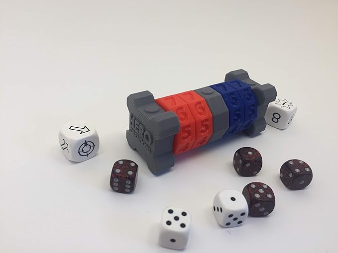 Life Counter 4 Rings Gray Card Games, Gloomhaven, Board Game, Roleplaying Game, Gamer Gift, RPG, Life Counter Points, D&D, DND, Pathfinder, War Gaming (Red and Blue)