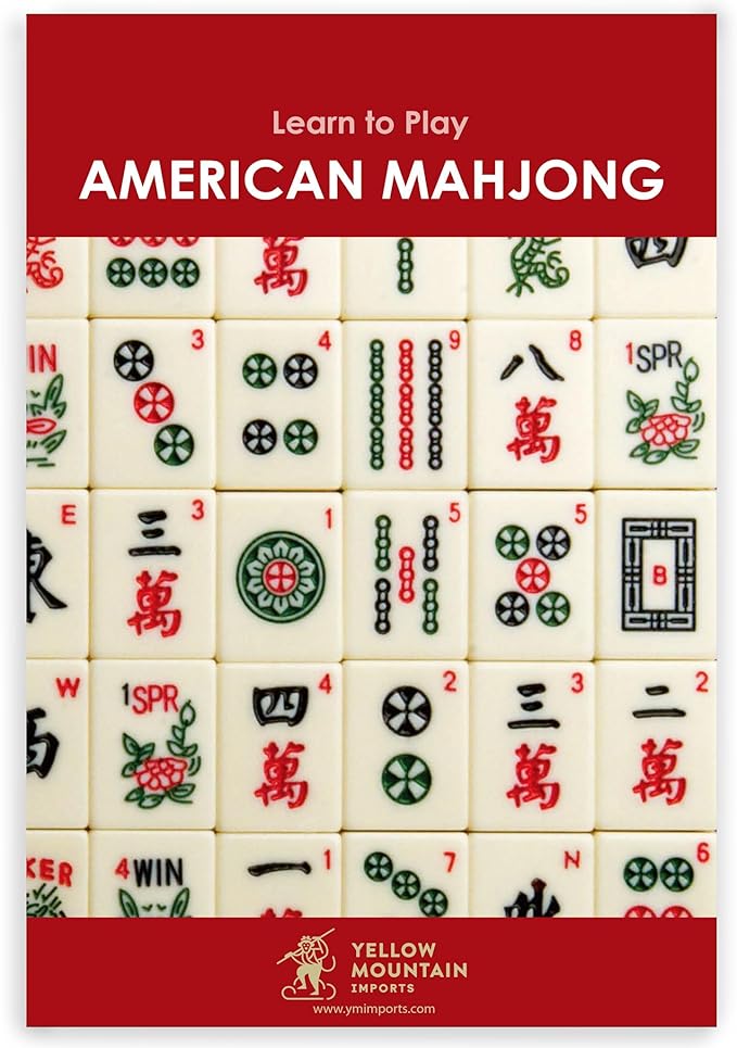 Yellow Mountain Imports American Mahjong Set, Koi Fish with Green Soft Case - Four Wooden All-in-One Racks with Pushers, Wright Patterson Scoring Coins, Dice, and Wind Indicator