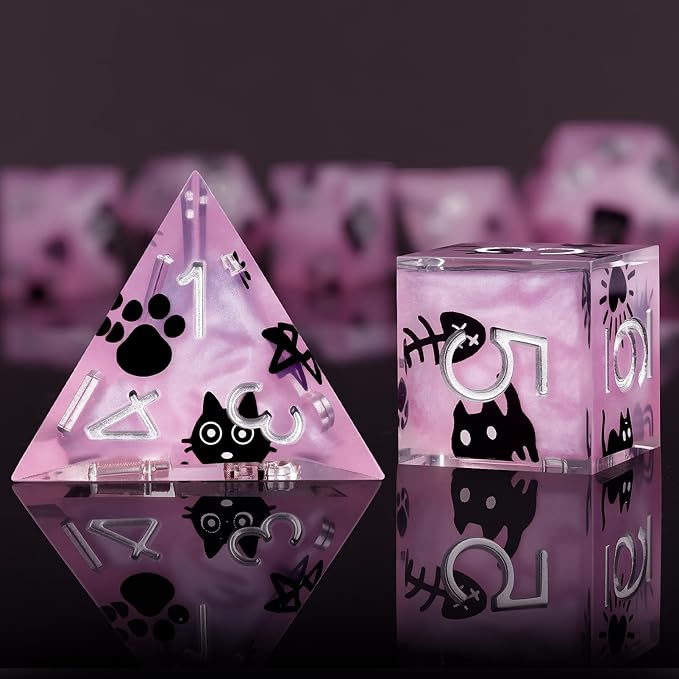Haxtec DND Dice Set Sharp Edge Resin Dice with Case, Flower D and D Dice, Polyhedral Dice for Dungeons and Dragons TTRPGs DND Gift