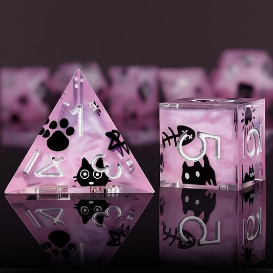 Haxtec DND Dice Set Sharp Edge Resin Dice with Case, Flower D and D Dice, Polyhedral Dice for Dungeons and Dragons TTRPGs DND Gift
