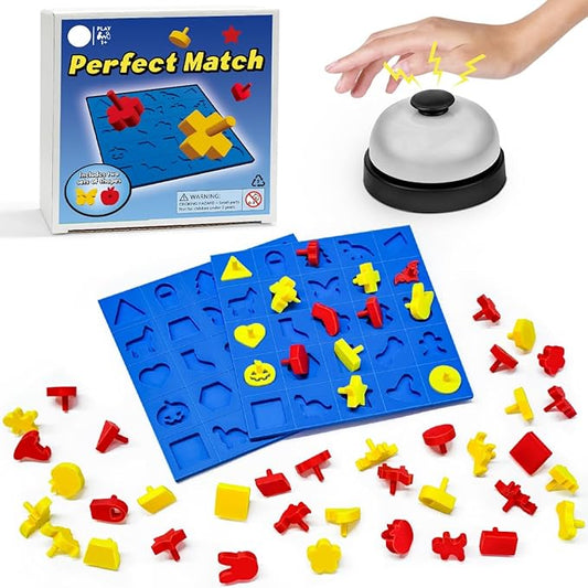 Shape Matching Board Game for Kids 5+ Sorting Shapes and Pieces Puzzle Toy Solo or 2-Player Duel Mode Preschool Games Gifts for Classroom Birthday Back to School Halloween Thanksgiving Christmas