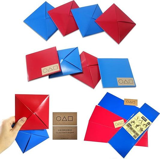 Ddakji(Ttakji) Game 4 Set + Sticker + Invitation Card from The TV Series Korean Traditional Game- Old-Fashioned Game kit (2 Pack)