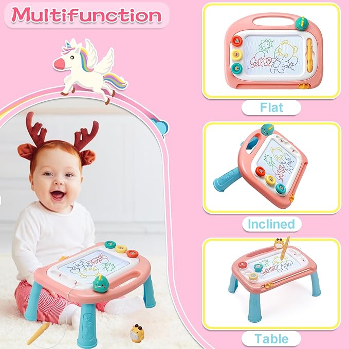 Toddler Toys for Girls,Girl Toy Age 1-2 Year Old Magnetic Drawing Doodle Board, Educational Learning Kids Toys for 18 Month 1 2 3 4 Year Old Birthday, A Etch Colorful Sketch