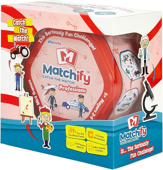 Matchify Card Game: Professions | The Seriously Fun Challenge for Families Kids and Friends Travel Party Card Game - Catch The Match, Spot it, and Shout It Out – Match Crewmates – Learning Game