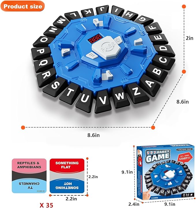 Word Game with LED Display, Alphabet Games, Fast-Paced Family Board Game for Learning Playing Game Gifts for Ages 3+ (Blue)