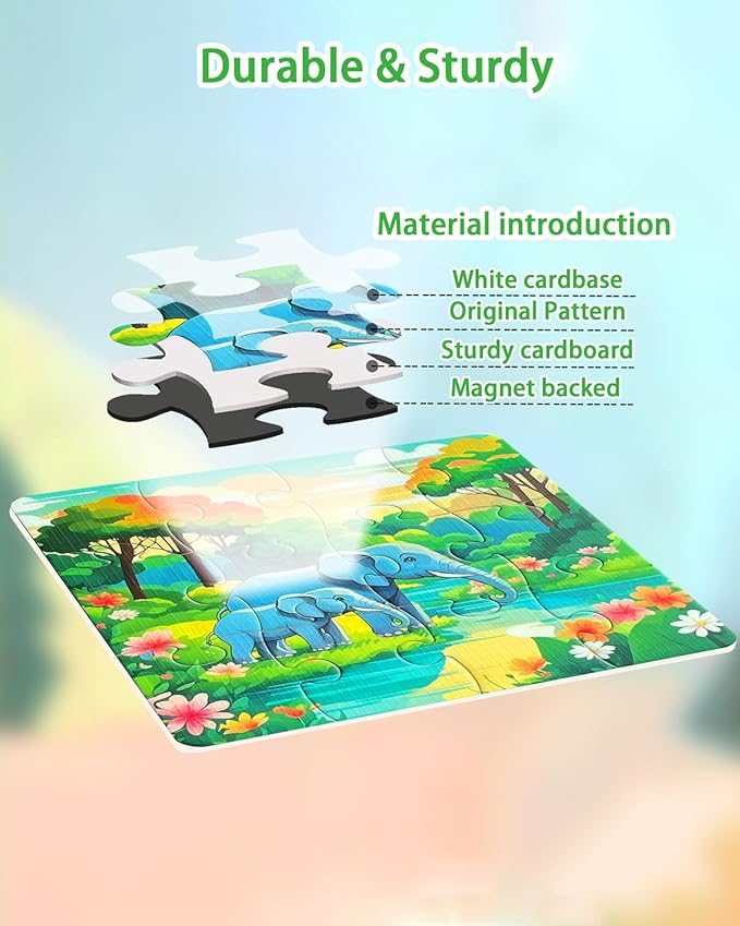 Magnetic Puzzles for Toddlers, Animal Forest Travel Puzzles Games for Kids Ages 3-5, Car Activities Toy for Boys Girls, Children Learning Magnet Gift for Road Trip (Forest)