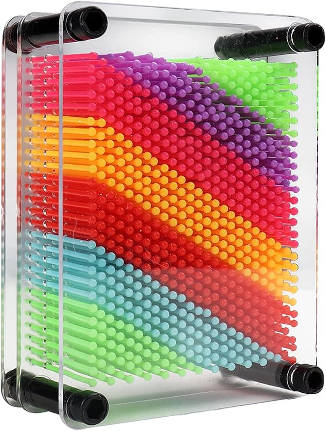3D Pin Art Toy - Unique Plastic Colorful Pin Art Board for Kids, 3.7 * 5''Desk Board Game Inspire Imagination 3D Pin Impression Sculpture Needle Toys for Children