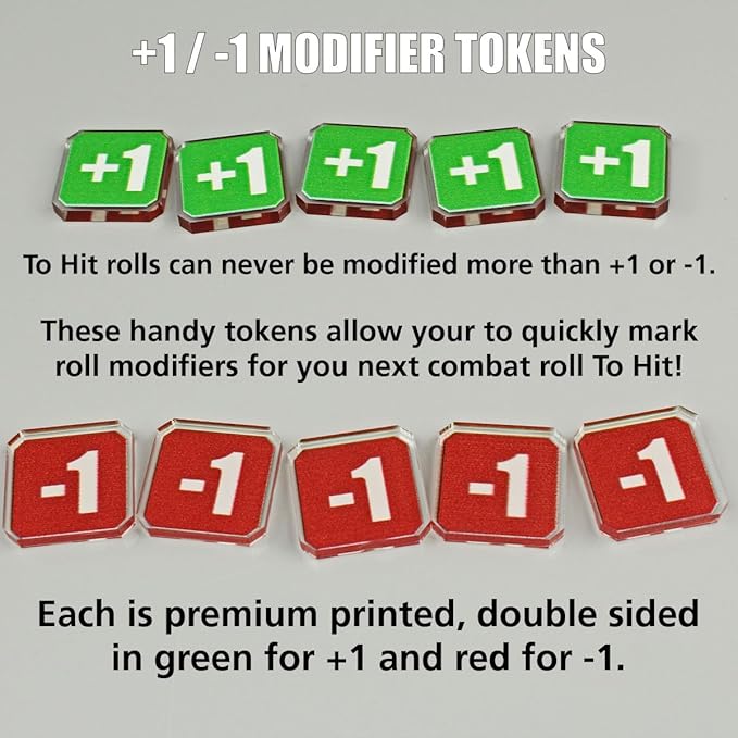 LITKO Upgrade Tokens | Compatible with Warhammer 10th Edition | Half-Strength | Battle Shocked | Wound | Movement | Modifier | WH40Kv10 (Plus One/Minus One Tokens)