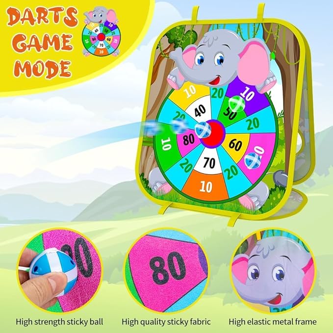 Bean Bag Toss Game Toys for Kids Double-Sided Foldable Cornhole Board Dart Game Backyard Beach Toddler Outdoor Toys Birthday Outside Toys for Toddler Boys Girls Age 3 4 5 6 7 8 (Animal)