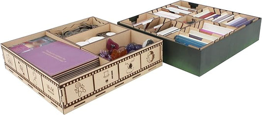 The Broken Token Game Organizer Compatible with Villainous - Wooden Game Organizing Box with Multiple Trays