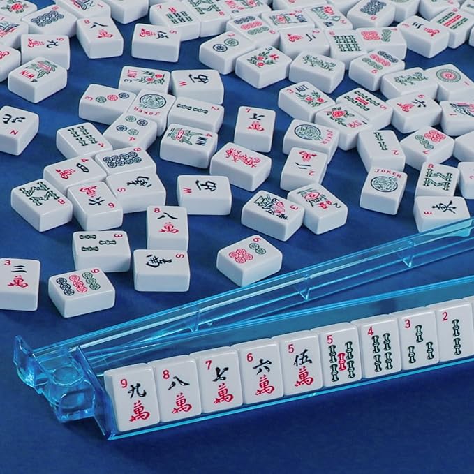 Mahjong Mat, Mahjong Table Mat with Carrying Bag, for Mahjong, Poker, Card, Board Games, Tile Game and Dominoes(Blue, 35 inches)