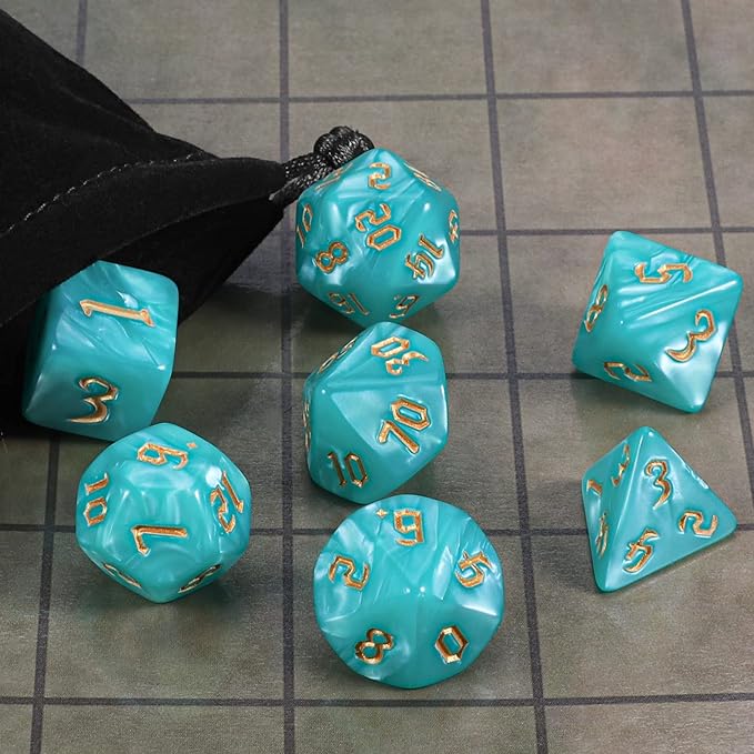 CiaraQ DND Polyhedral Dice Set with Dice Bag for Dungeons and Dragons RPG MTG Role Playing Table Games