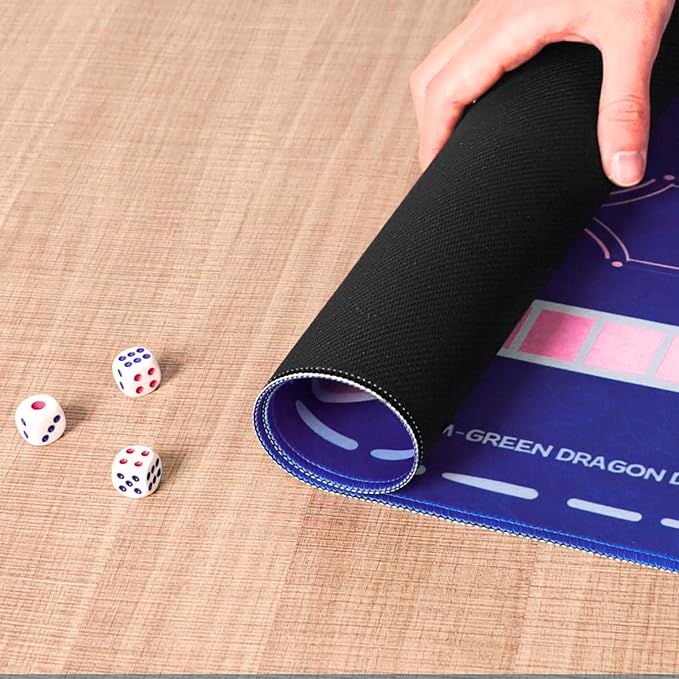 Blue Mahjong Learning Mat (33” x 33”) with Black Carrying Bag, Anti-Slip, Noise-Reducing Table Mat for Mahjong, Board Games, Tile Games and Card Games