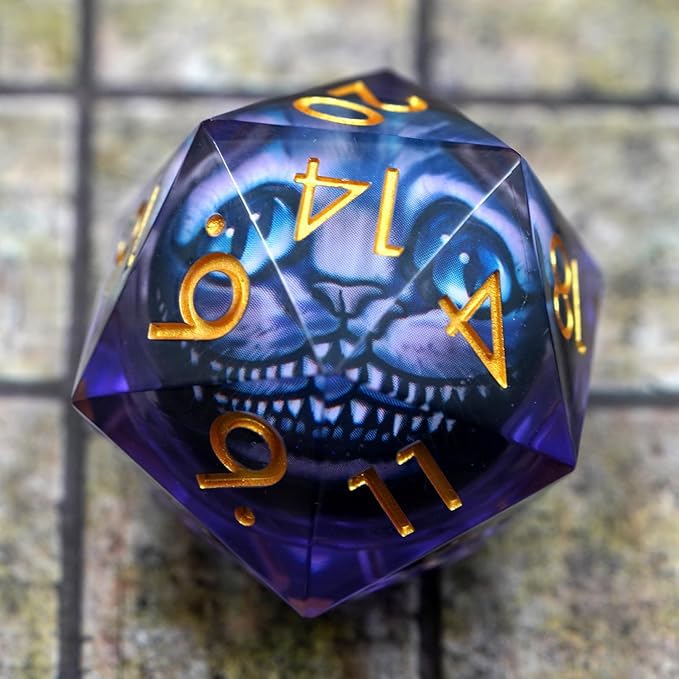Dungeons and Dragons DND Dice D20, Moving Eyeball Liquid Core Dice Set D&D 33MM Oversized D20 Single Sharp Edge Resin dice with Gift Case, Polyhedral Dice for Role Playing Game