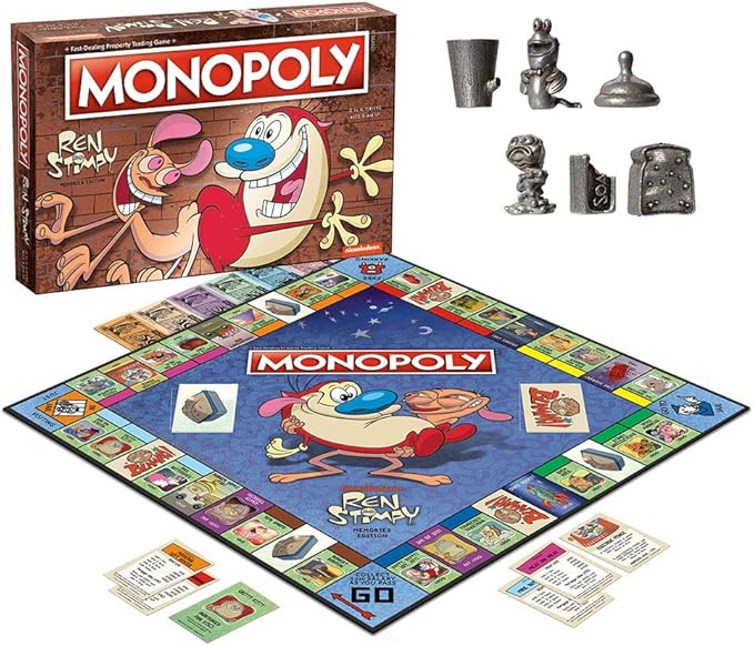 Monopoly Ren & Stimpy Board Game | Based on The Nickelodeon Series Ren & Stimpy | Officially Licensed Ren & Stimpy Merchandise | Themed Classic Monopoly Game