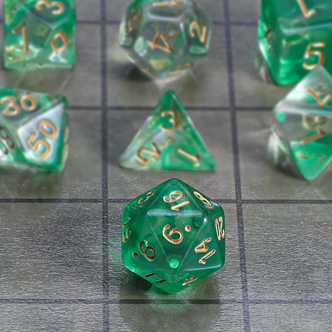 CiaraQ DND Polyhedral Dice Set with a Black Dice Bag for D&D RPG MTG Role Playing Table Games