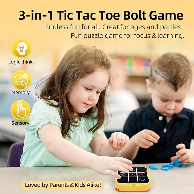 Electronic Tic Tac Toe Game: Puzzles Portable Games 3-in-1 Tic Tac Toe Bolt Game Travel Tic Tac Toys for Educational Memory Growth, Infinite Tic-Tac-Toe Board Games for Ages 3+