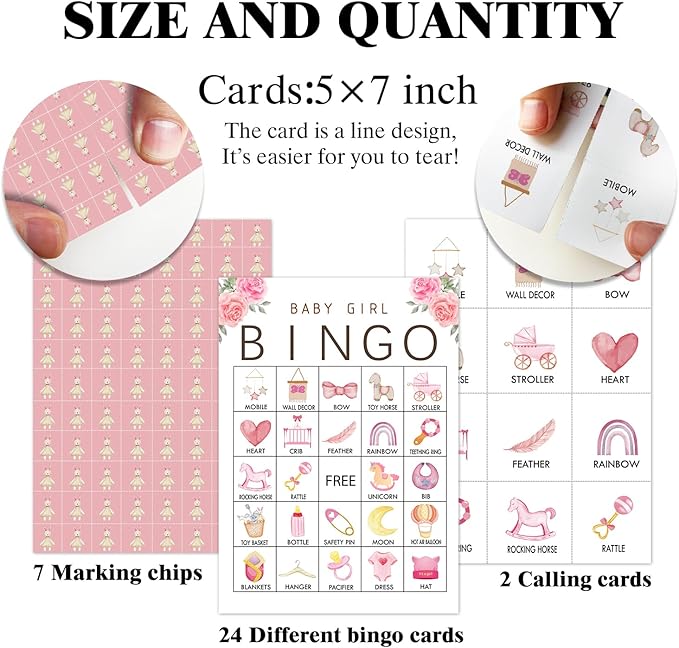 Shower Games Bingo Party Game for Gender Reveal Party Pregnancy Announcement 24 Players Bingo Game Cards Party Games Favors Decor for Friends Family Party Holiday Activities Supplies Bingo Game- JK107