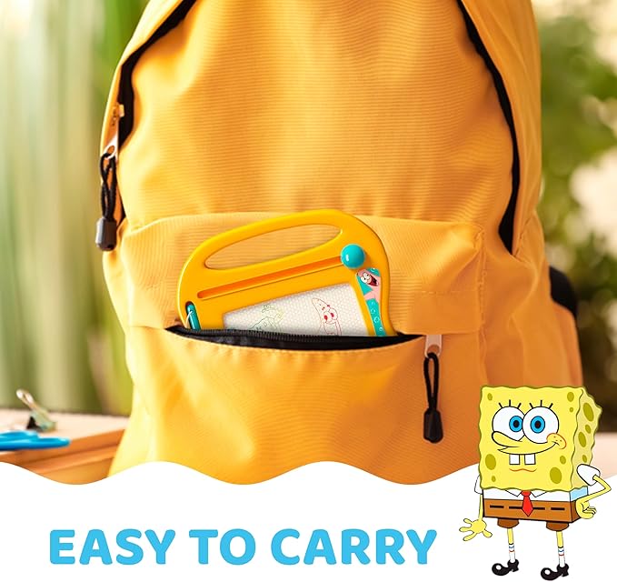 Spongebob Squarepants Magnetic Board for Kids, Erasable Toddler Drawing Pad, Magic Sketcher, Sketch & Doodle Travel Toy, Orange