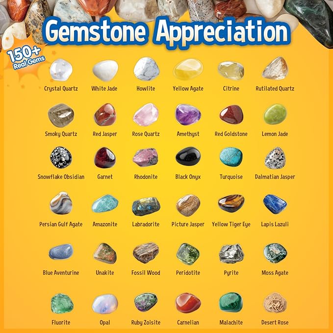 Gamerside Rocks Bingo Board Games - 150+ Rock Collection Gemstones for Kids, Educational STEM Learning Toys Science Kits, Interactive Family Board Game for Kids Ages 6+