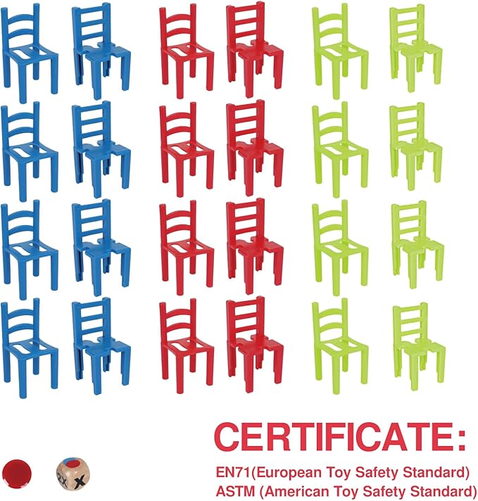 GOTHINK 24 Piece Colorful Stacking Chair Set, Stacking Montessori Toys for Early Childhood Education, Fun Family Balance Toy for Kids and Adults, Perfect for Game Night Or Parties