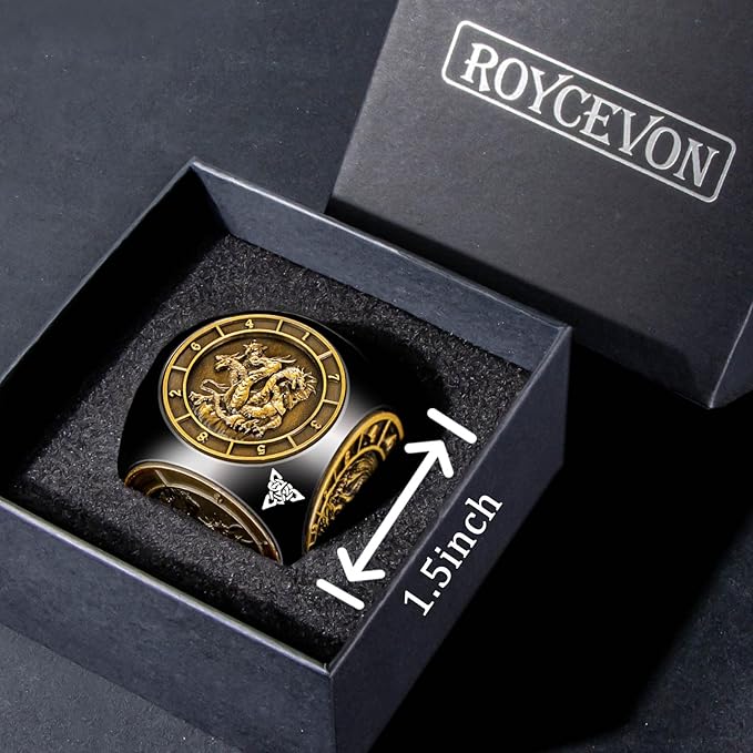 7 in 1 Spinner DND Dice Set, Metal D and D Dragon Dice with Gift Box, Role Playing Dice, Black Gold