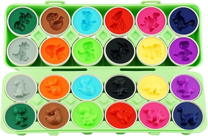 Dimple 12 Dinosaur Egg Matching Toy Play Matching Eggs Easter Toy w/Holder - Egg Toys for Toddlers STEM Egg Toys - Colors & Shapes Recognition for Kids -Educational Color Sorting Toy