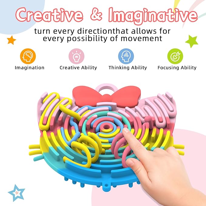 Silicone Sensory Activity Board,Double-Sided Busy Board for Fine Motor Skill,Fidget Toy for Calming, Stress, Anxiety, ADHD , Autism , Silent, No Mess , Kids 3+ & Adults(Cat,Colorful)